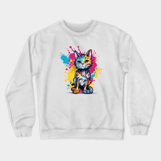 Colorful Cat Graffiti: A Playful and Vibrant Urban Art Design Crewneck Sweatshirt